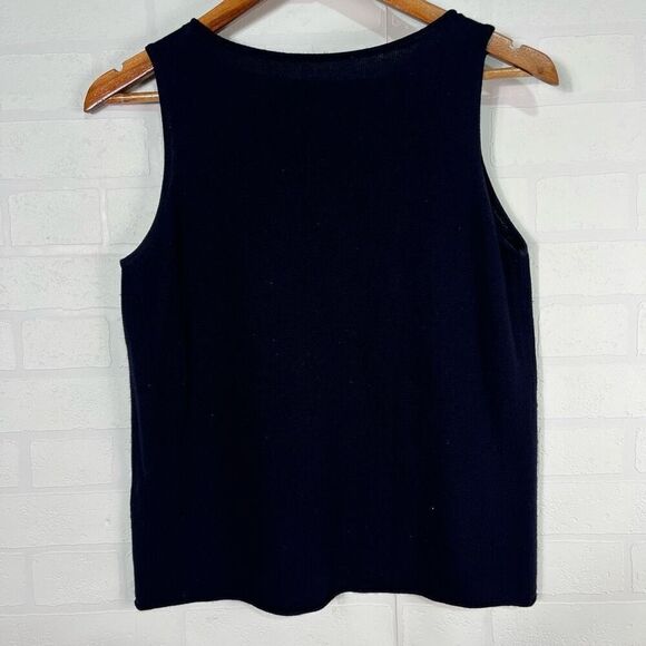 Eileen Fisher Womens Top size Petite Medium Navy Blue Silk Cashere blend - Picture 6 of 10